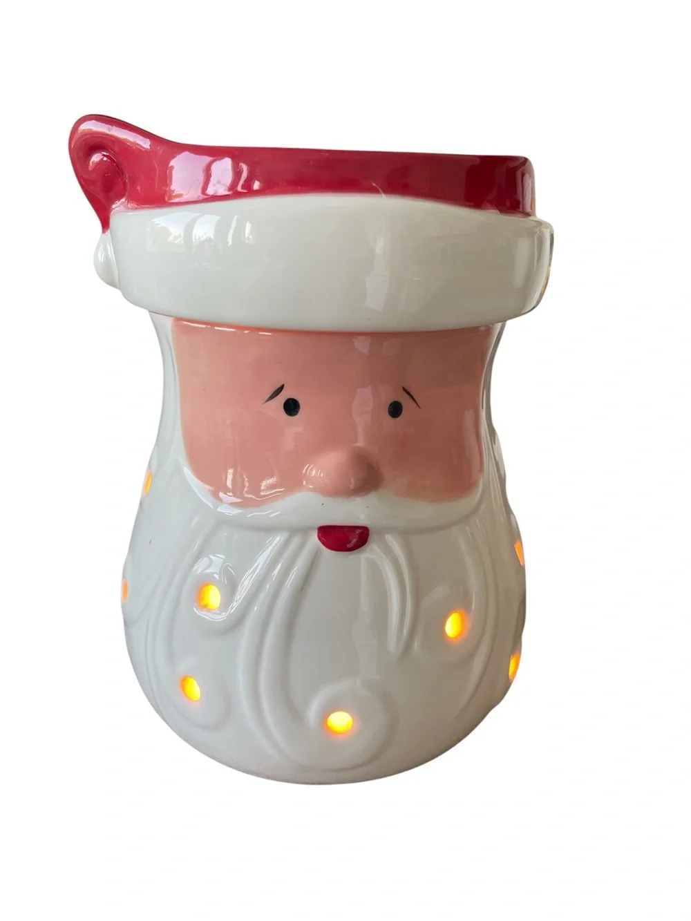 Santa Ceramic Wax Warmer - White and Red Holiday Decor